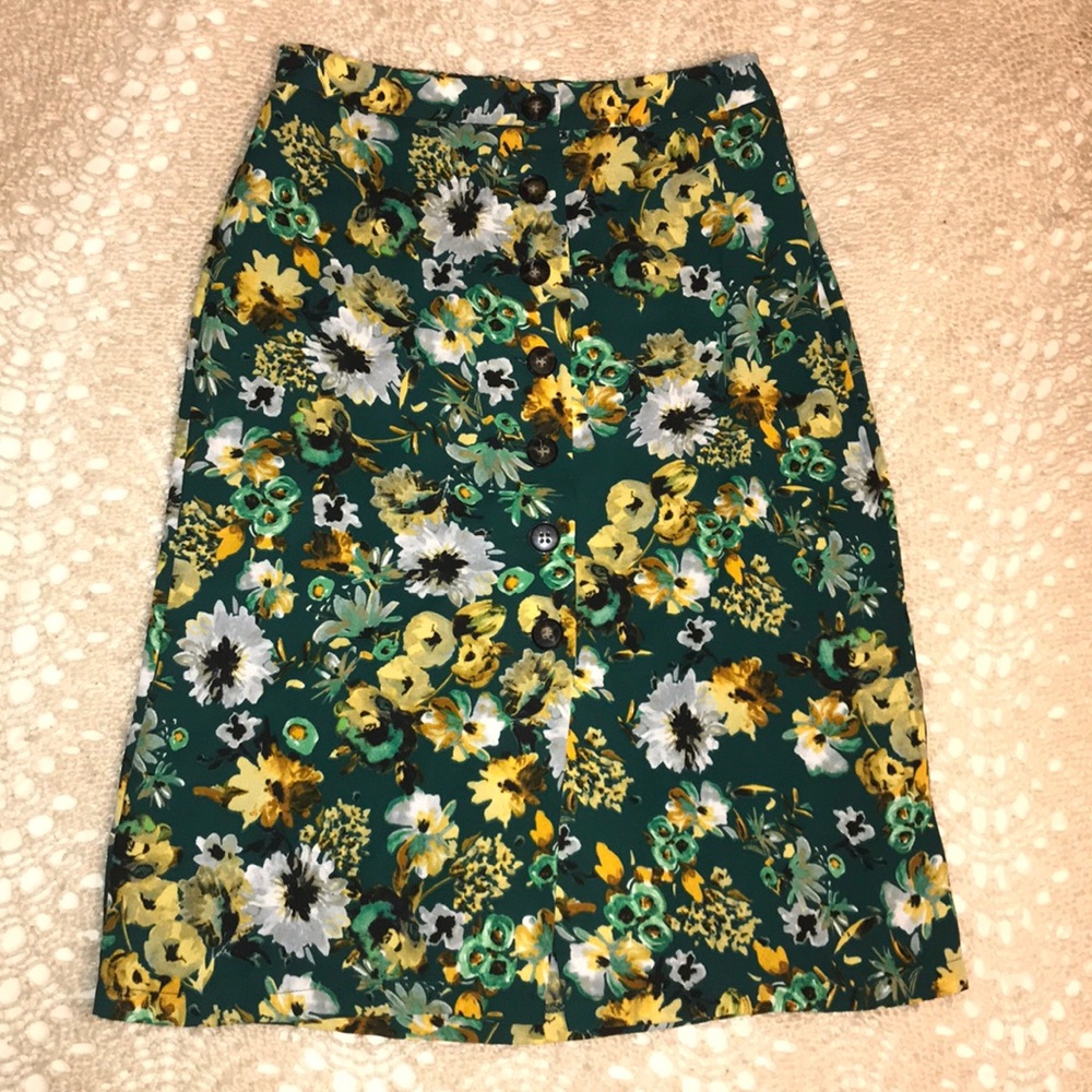 Green floral skirt
